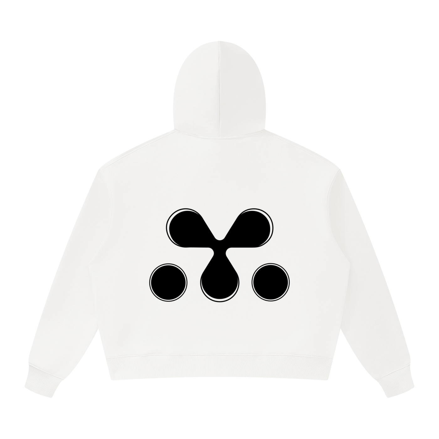 M3 Studios White Hoodie Vol.III back view, 2026 collection pullover, Houston streetwear brand