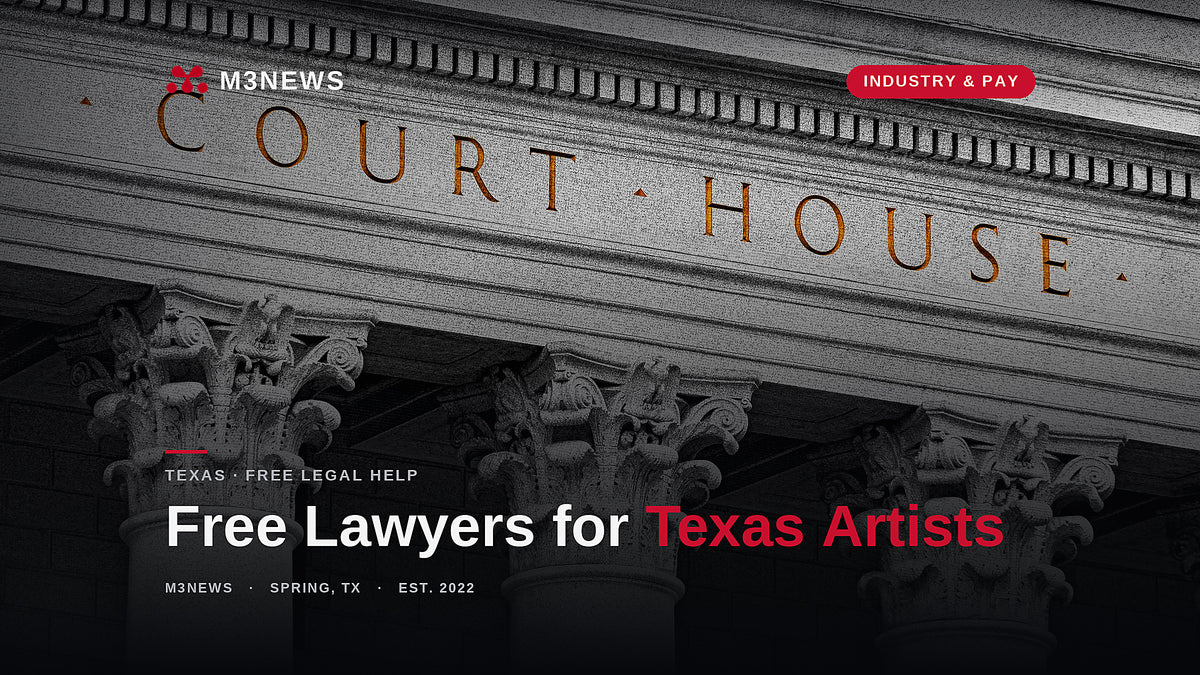 Courthouse facade with columns, free legal help for Texas musicians through TALA, M3News