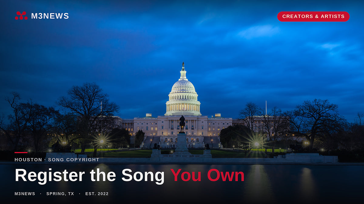US Capitol at dusk, federal song copyright registration for Houston artists and creators