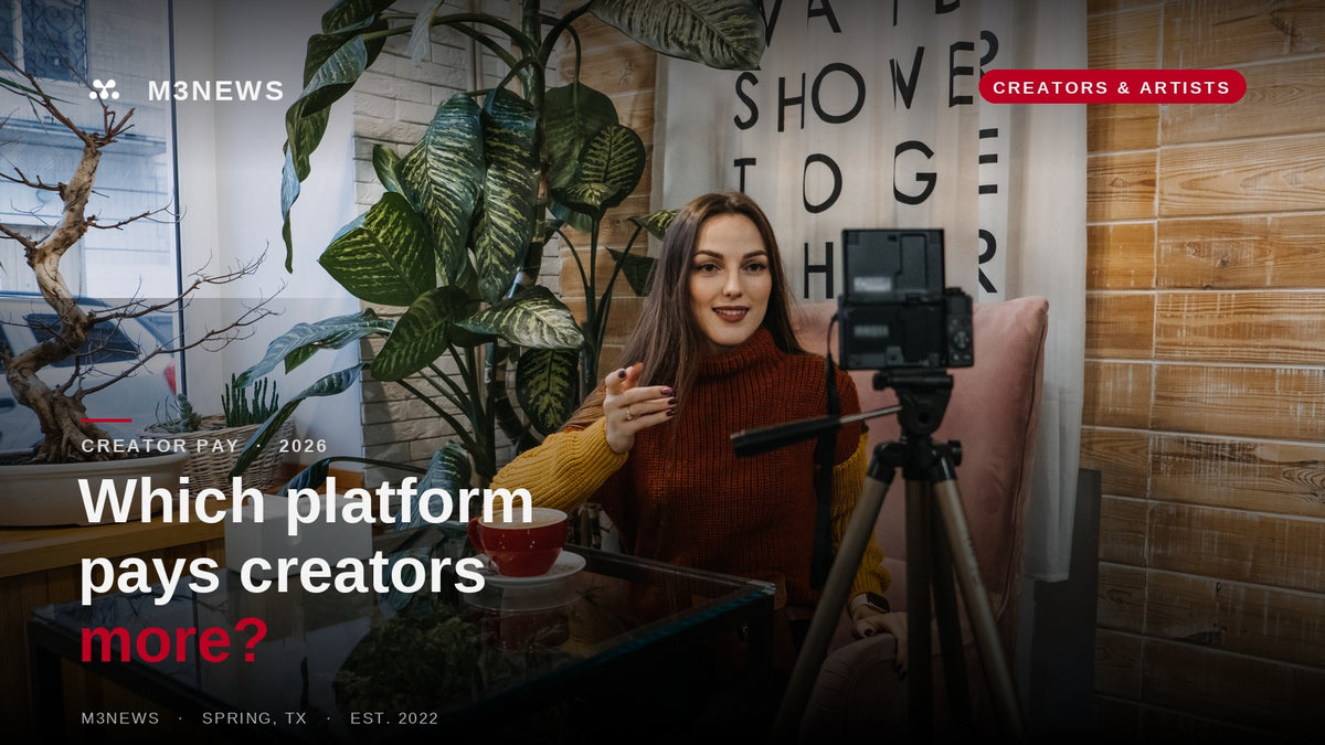 A content creator filming herself on a phone and tripod, for an M3 Studios Houston feature on which platform pays creators more in 2026.