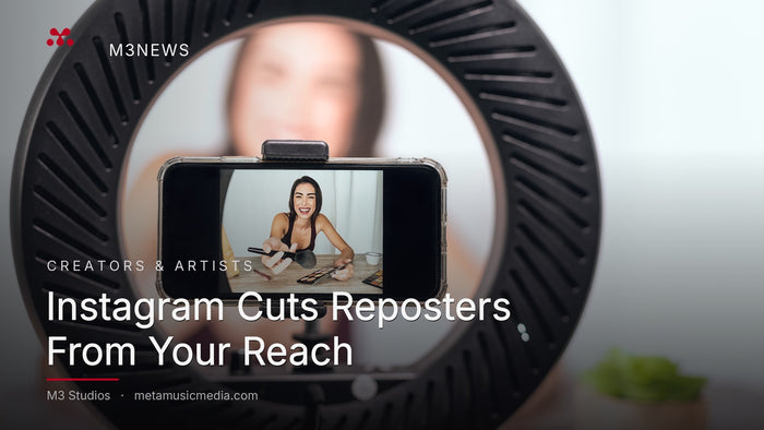 Creator filming with a ring light. Instagram reach update. M3 Studios M3News, Spring TX Houston.