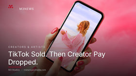 Phone playing a vertical social video. TikTok creator pay update. M3 Studios M3News.