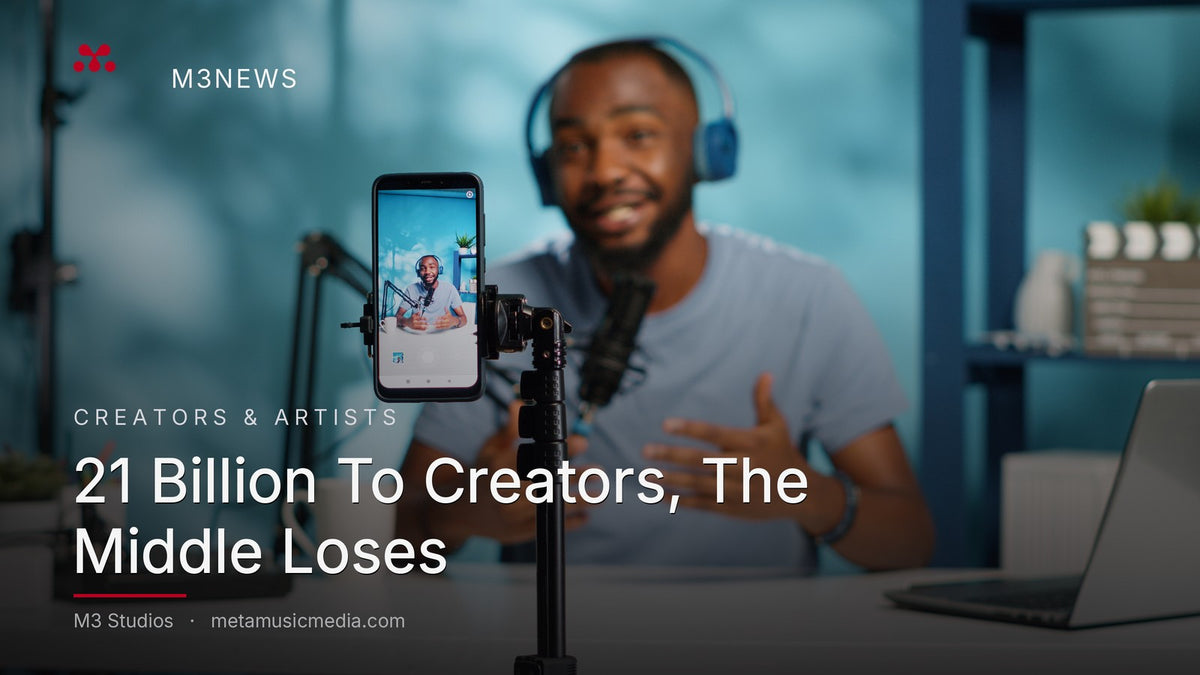 Creator filming on a phone tripod. Creator economy update. M3 Studios M3News.