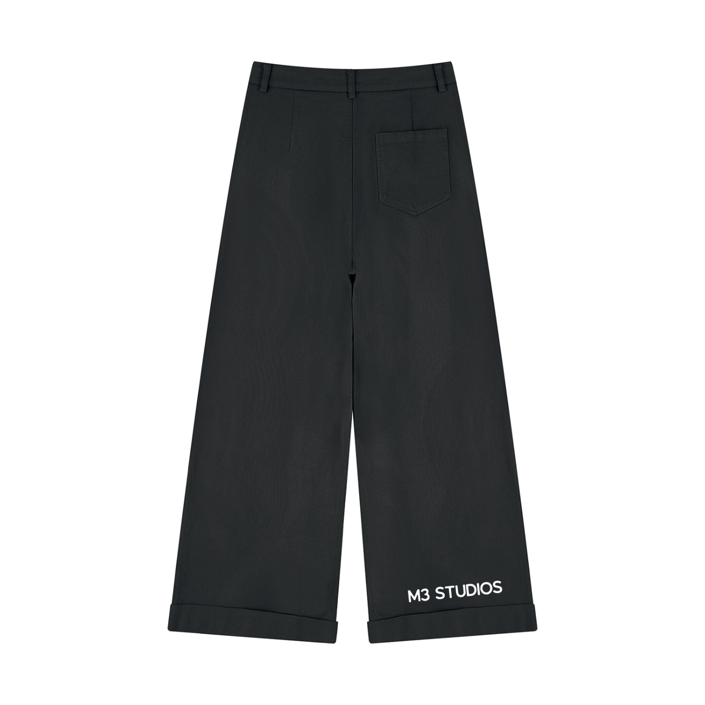Women's Wide Leg Black Pants, view 2, M3 Studios Houston streetwear. Part of the M3 Studios 2026 streetwear collection, Houston streetwear. From M3 Studios, recording and creative studio in Spring TX serving Houston, Cypress, Champions, and Conroe. Shop online at metamusicmedia.com. M3 Studios, a brand of Meta Music Media Inc.