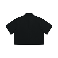 Women's Crop Button Up Shirt, view 2, M3 Studios Houston streetwear. Part of the M3 Studios 2026 streetwear collection, Houston streetwear. From M3 Studios, recording and creative studio in Spring TX serving Houston, Cypress, Champions, and Conroe. Shop online at metamusicmedia.com. M3 Studios, a brand of Meta Music Media Inc.