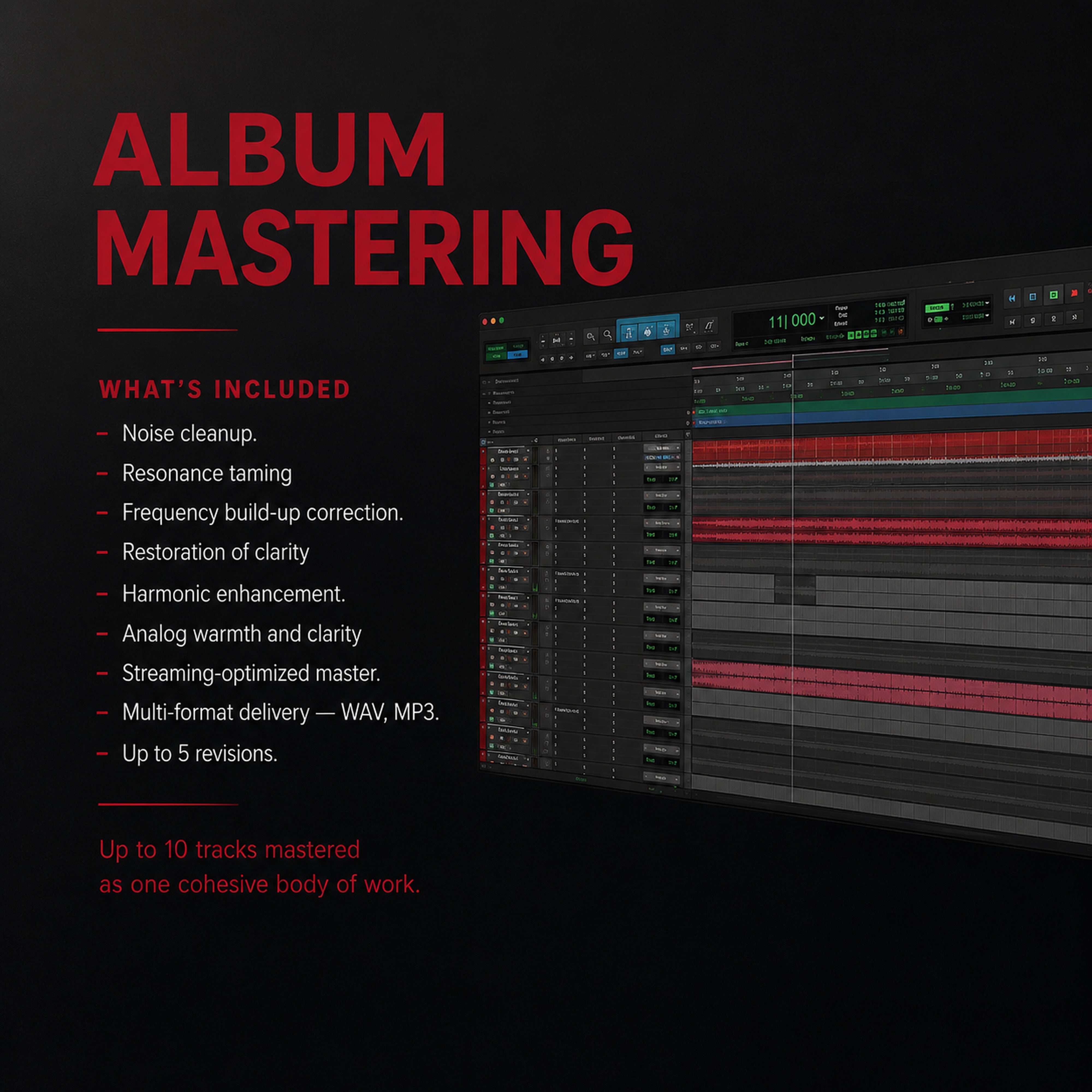 Album Mastering | 10 Tracks at M3 Studios in Spring TX 77388 Houston metro. Professional creative studio, recording, mixing, mastering, video production, audio post, content creator services serving Spring, The Woodlands, Klein, Tomball, Cypress, Champions, Jersey Village, Old Town Spring, Greenspoint, Greater Inwood. Book online at metamusicmedia.com. M3 Studios, a brand of Meta Music Media Inc.