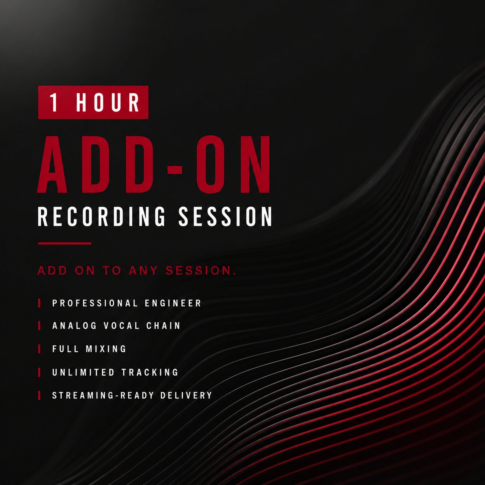1-Hour Recording Session Extension | M3 Studios at M3 Studios. Professional Houston recording studio offering recording, mixing, mastering, beat production, audio post-production, voice over, podcast editing. Serving Spring, The Woodlands, Klein, Tomball, Cypress, Champions. Book online at metamusicmedia.com. M3 Studios, a brand of Meta Music Media Inc.