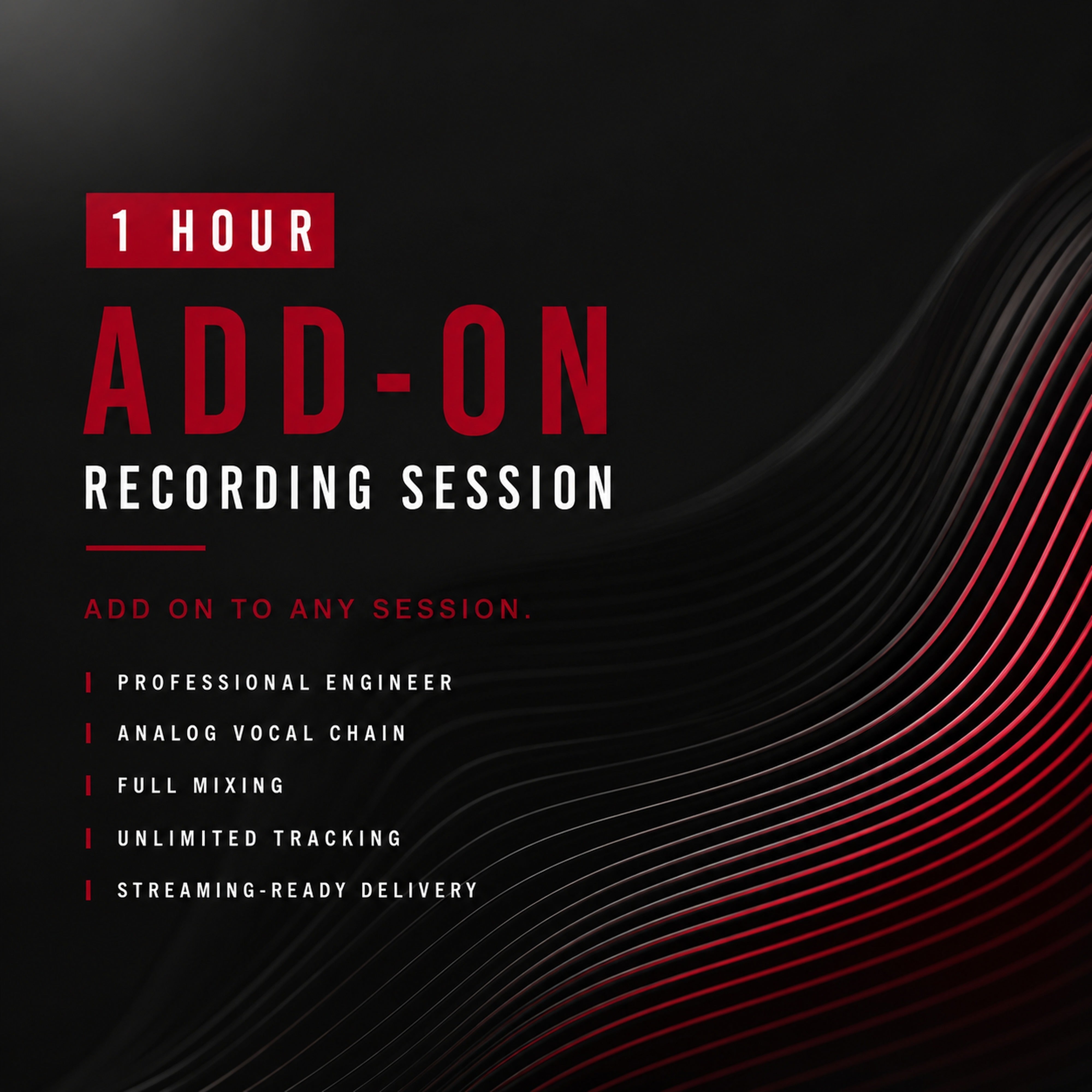 1-Hour Recording Session Extension | M3 Studios at M3 Studios. Professional Houston recording studio offering recording, mixing, mastering, beat production, audio post-production, voice over, podcast editing. Serving Spring, The Woodlands, Klein, Tomball, Cypress, Champions. Book online at metamusicmedia.com. M3 Studios, a brand of Meta Music Media Inc.