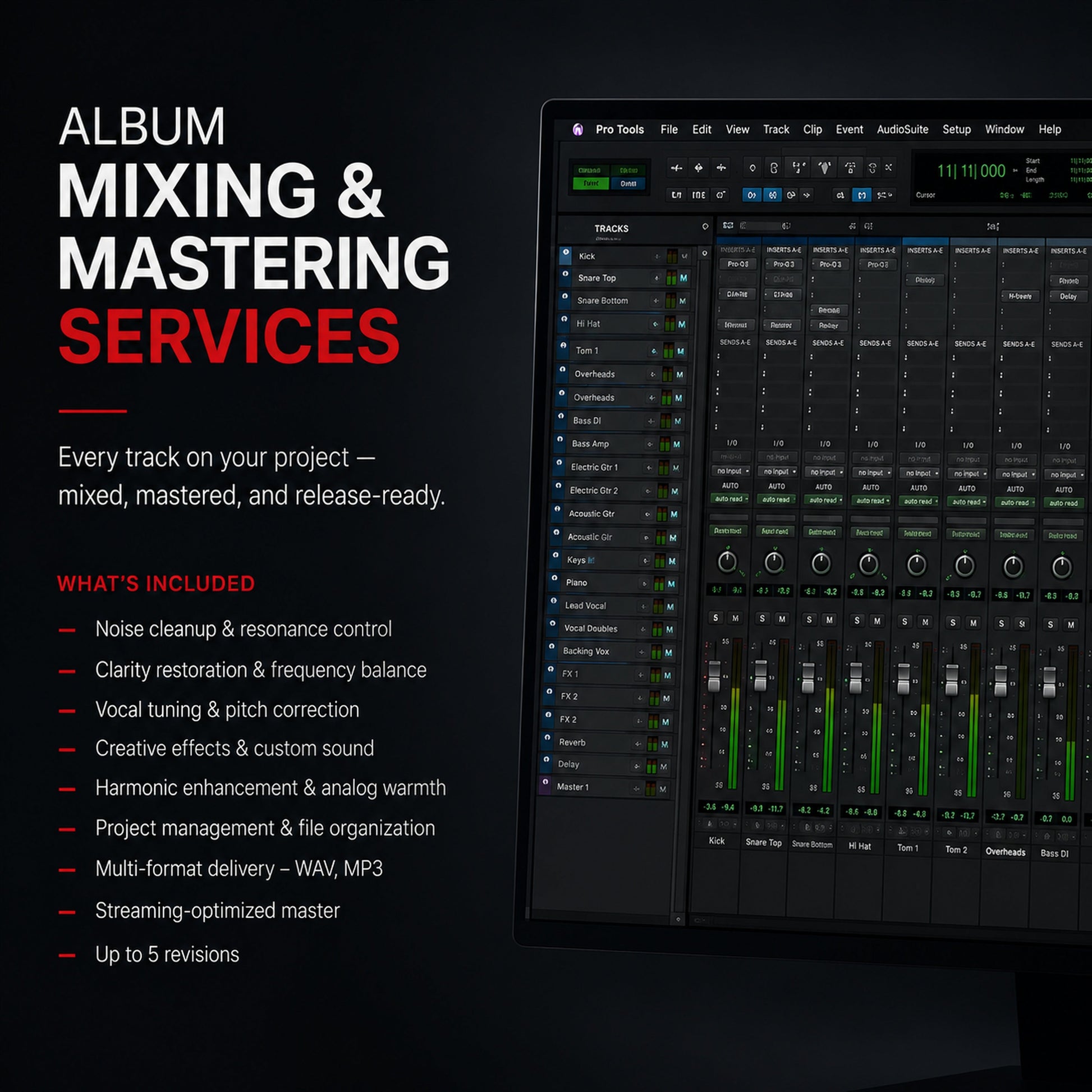 Album Mixing and Mastering | M3 Studios Near Spring TX at M3 Studios. Professional Houston recording studio offering recording, mixing, mastering, beat production, audio post-production, voice over, podcast editing. Serving Spring, The Woodlands, Klein, Tomball, Cypress, Champions. Book online at metamusicmedia.com. M3 Studios, a brand of Meta Music Media Inc.