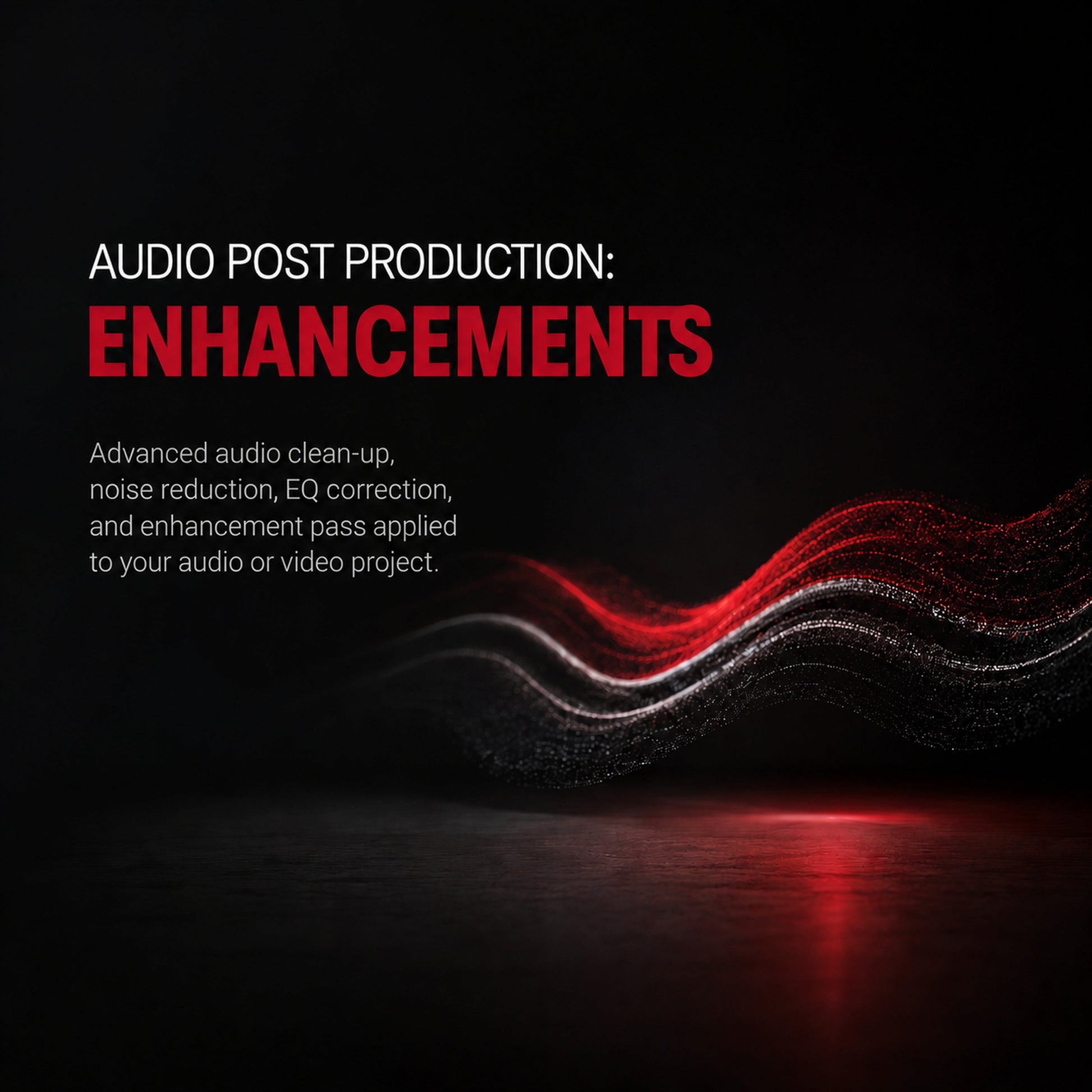 Audio Post-Production Enhancements | M3 Studios at M3 Studios. Professional Houston recording studio offering recording, mixing, mastering, beat production, audio post-production, voice over, podcast editing. Serving Spring, The Woodlands, Klein, Tomball, Cypress, Champions. Book online at metamusicmedia.com. M3 Studios, a brand of Meta Music Media Inc.