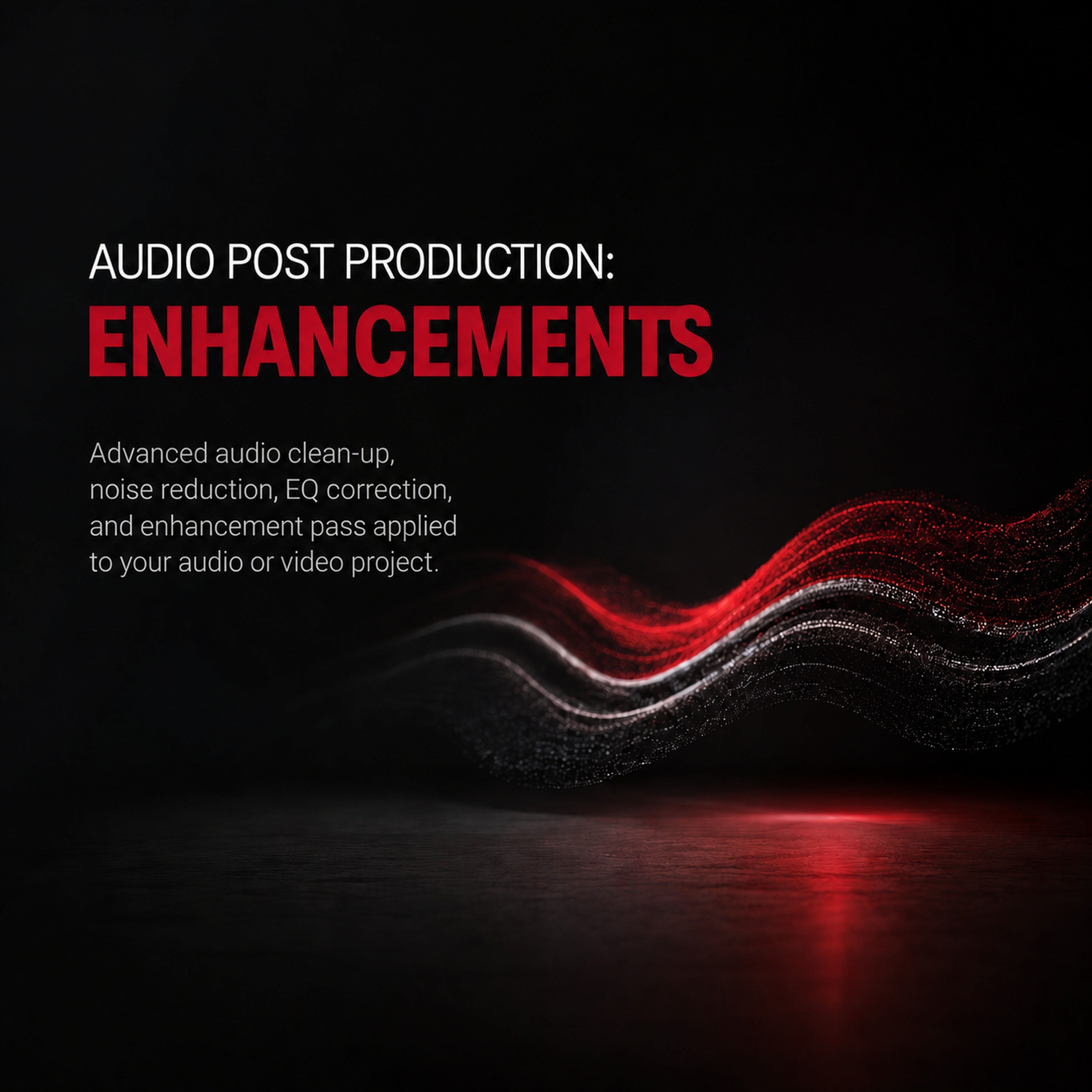 Audio Post-Production Enhancements | M3 Studios at M3 Studios. Professional Houston recording studio offering recording, mixing, mastering, beat production, audio post-production, voice over, podcast editing. Serving Spring, The Woodlands, Klein, Tomball, Cypress, Champions. Book online at metamusicmedia.com. M3 Studios, a brand of Meta Music Media Inc.