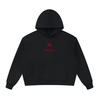 M3 Studios Black Hoodie Vol.II, front view, 2026 streetwear collection, Houston streetwear from a creative studio near Spring TX