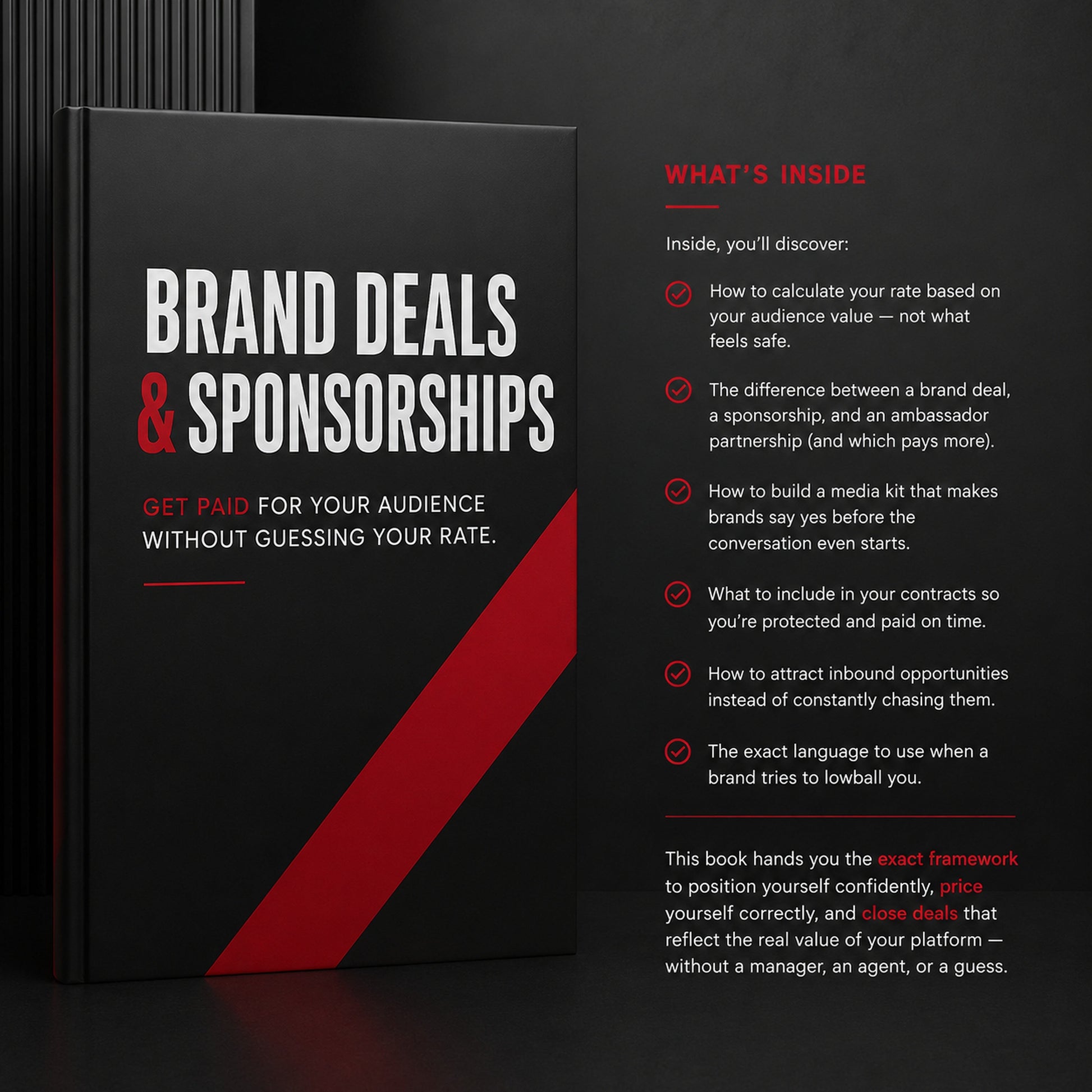 Brand Deals & Sponsorships: Get Paid for Your Audience Without Guessing Your Rate. Creator education ebook from M3 Studios in Spring TX Houston. Music royalty, publishing, sync, distribution, monetization, brand deals, affiliate marketing, AI prompts, business strategy playbook. Buy at metamusicmedia.com. M3 Studios, a brand of Meta Music Media Inc.