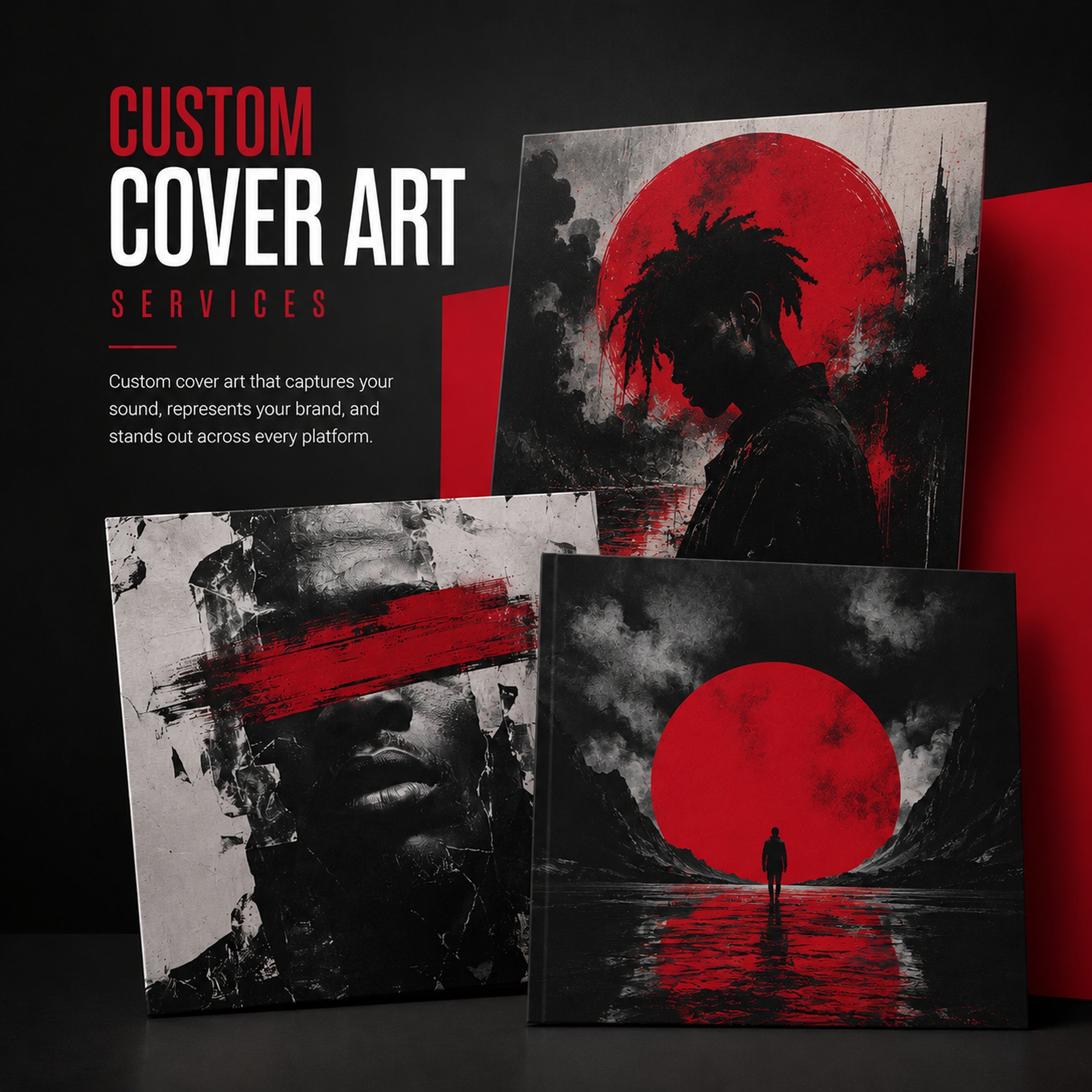 Custom Cover Art at M3 Studios. Professional Houston recording studio offering recording, mixing, mastering, beat production, audio post-production, voice over, podcast editing. Serving Spring, The Woodlands, Klein, Tomball, Cypress, Champions. Book online at metamusicmedia.com. M3 Studios, a brand of Meta Music Media Inc.
