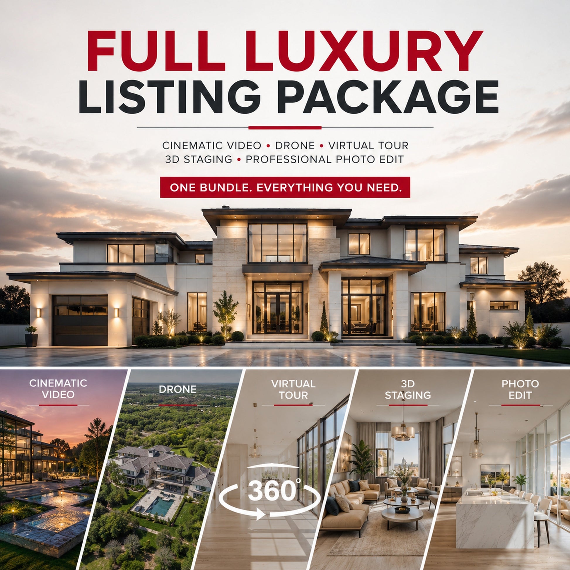 Luxury Property Package at M3 Studios. Professional Houston creative studio offering video production, photography, motion design, 3D rendering, brand identity, and content creator services. Serving Spring, The Woodlands, Klein, Tomball, Cypress, Champions, Jersey Village, Old Town Spring, Greenspoint, Greater Inwood, and Houston metro. Book online at metamusicmedia.com. M3 Studios, a brand of Meta Music Media Inc.
