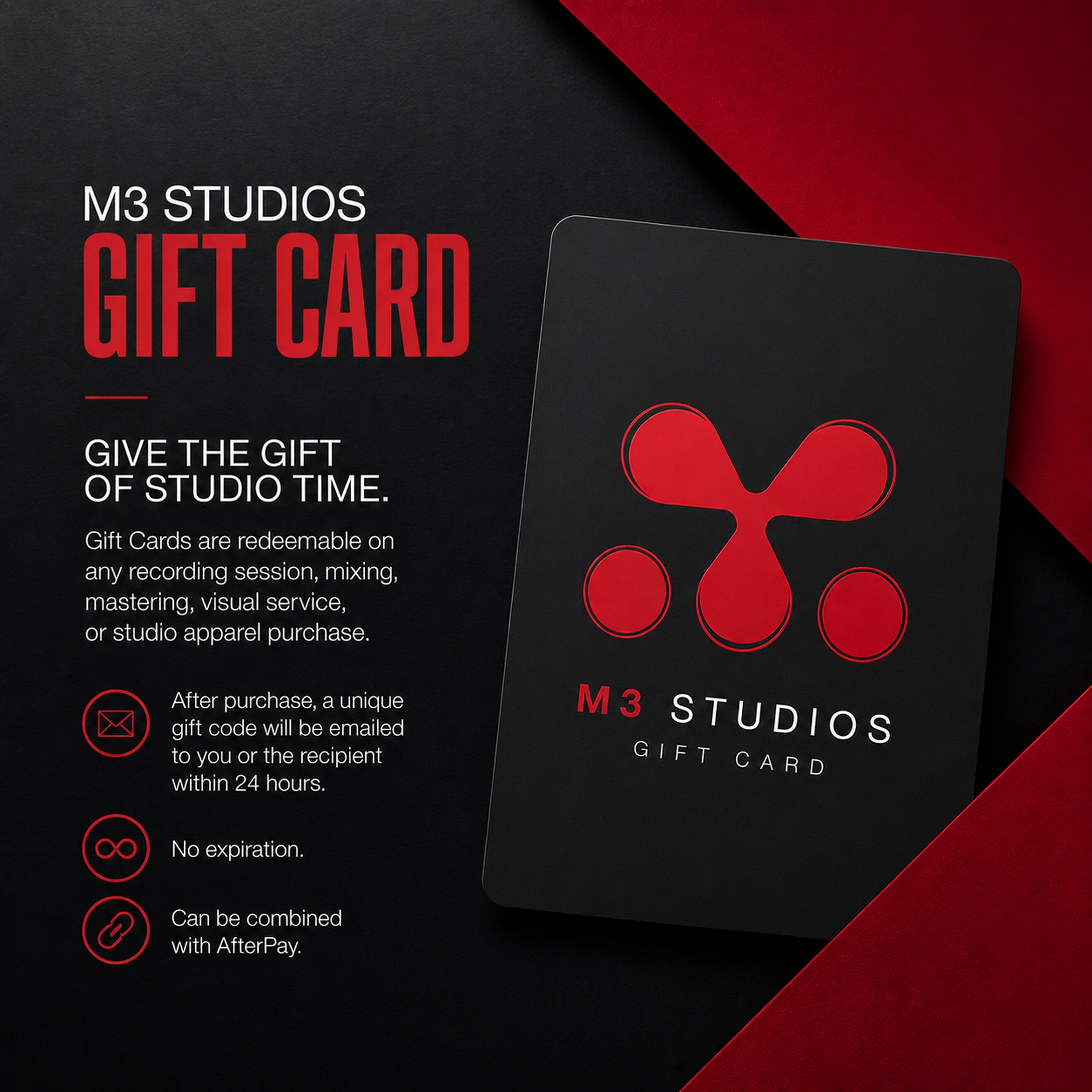 M3 Studios Gift Card at M3 Studios. Professional Houston recording studio offering recording, mixing, mastering, beat production, audio post-production, voice over, podcast editing. Serving Spring, The Woodlands, Klein, Tomball, Cypress, Champions. Book online at metamusicmedia.com. M3 Studios, a brand of Meta Music Media Inc.