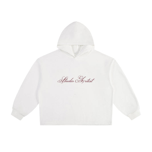 White Drawstring Hoodie, oversized white - M3 Studios Houston streetwear