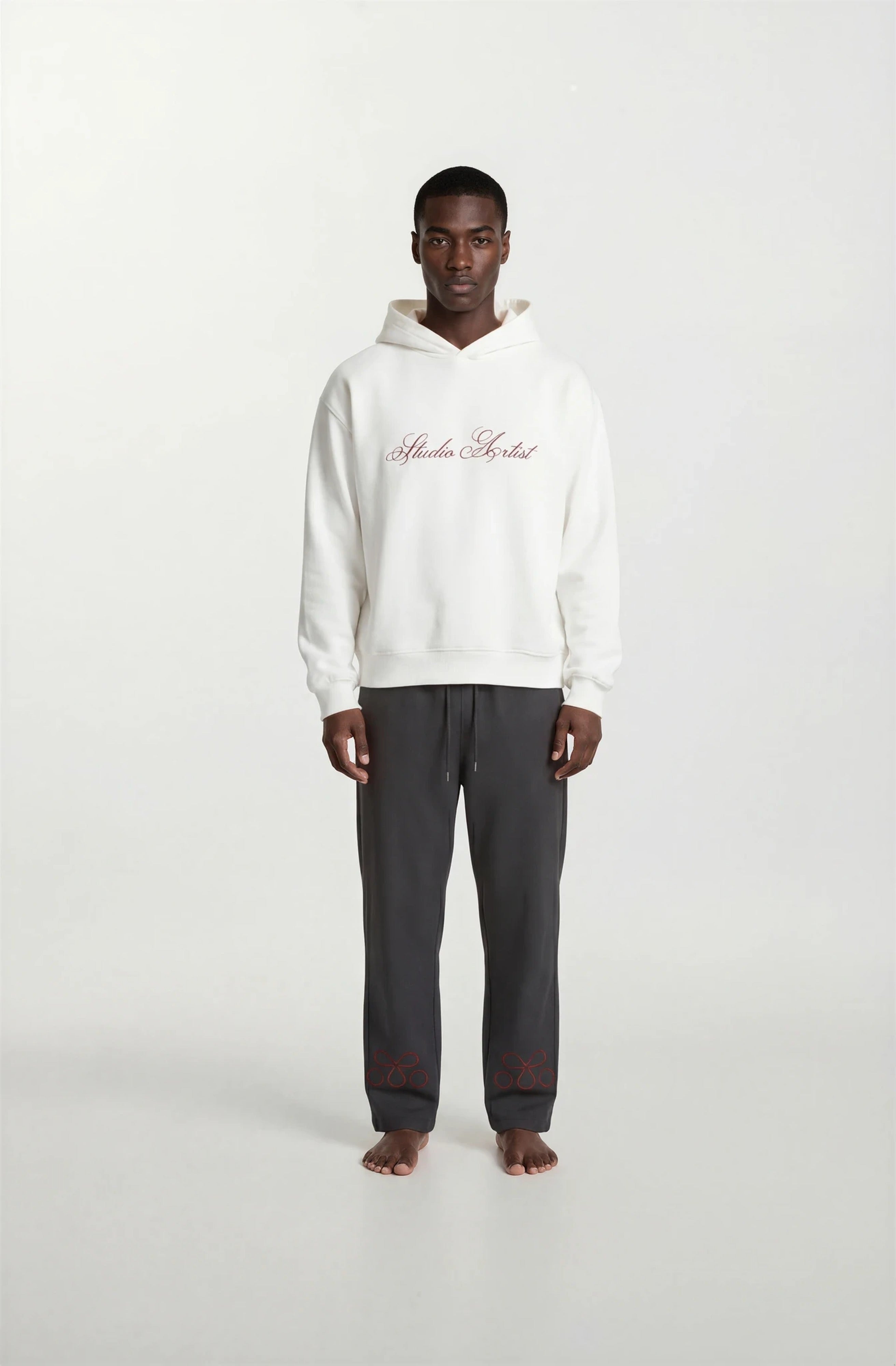 White Drawstring Hoodie, view 4 - M3 Studios Houston streetwear