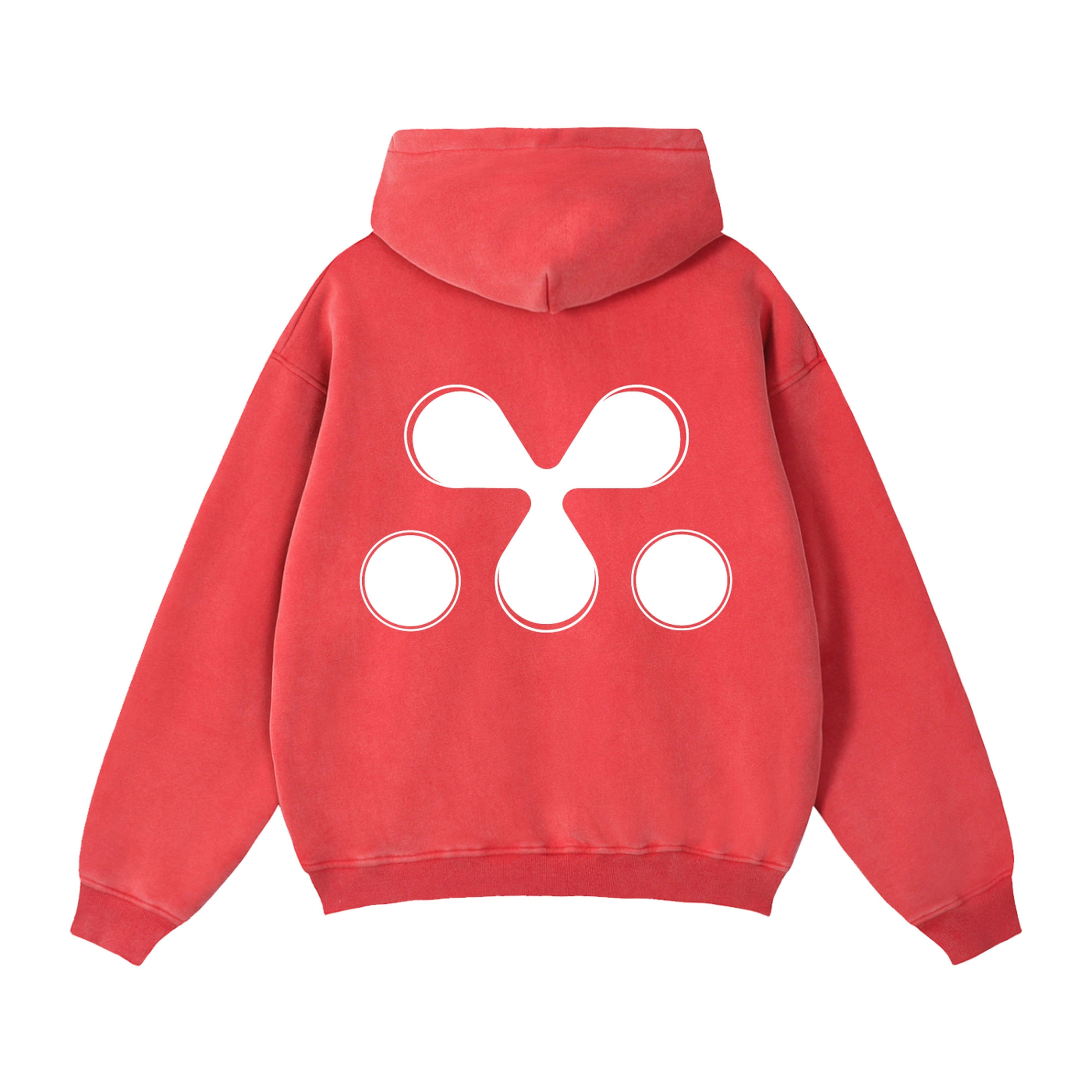 Zip Up Hoodie - Red, view 2 - M3 Studios Houston streetwear