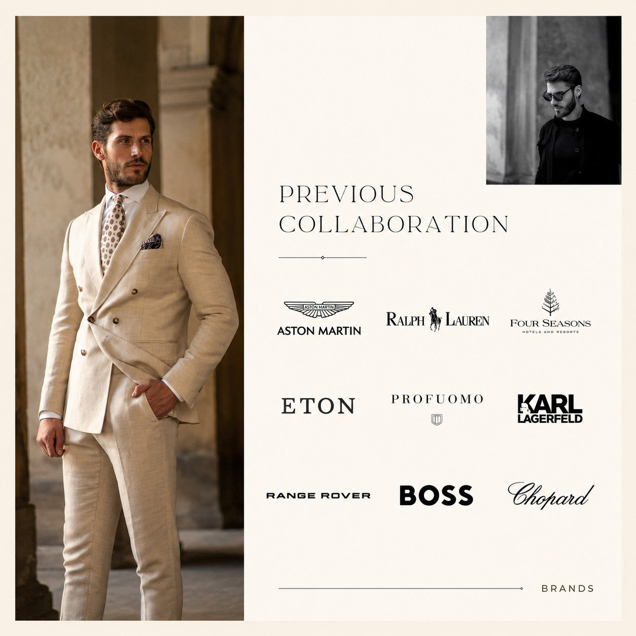 M3 Studios media kit design example: previous brand collaborations page. Custom media kit design online.