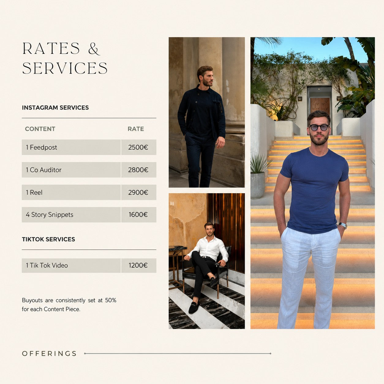 M3 Studios media kit design example: rates and services page for sponsored content. Custom media kit design, Spring TX serving Houston.