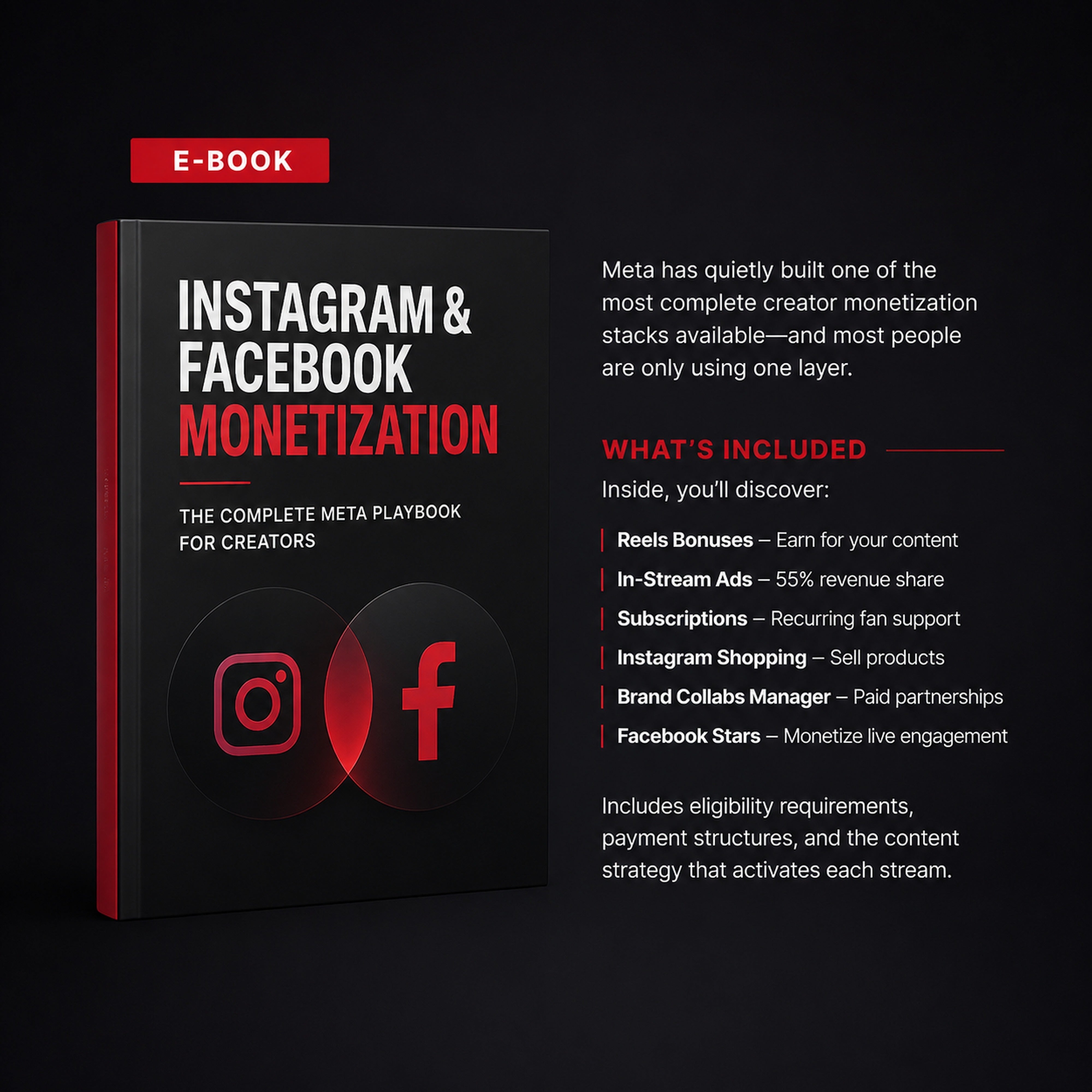 Instagram & Facebook Monetization: The Complete Meta Playbook for Creators. Creator education ebook from M3 Studios in Spring TX Houston. Music royalty, publishing, sync, distribution, monetization, brand deals, affiliate marketing, AI prompts, business strategy playbook. Buy at metamusicmedia.com. M3 Studios, a brand of Meta Music Media Inc.