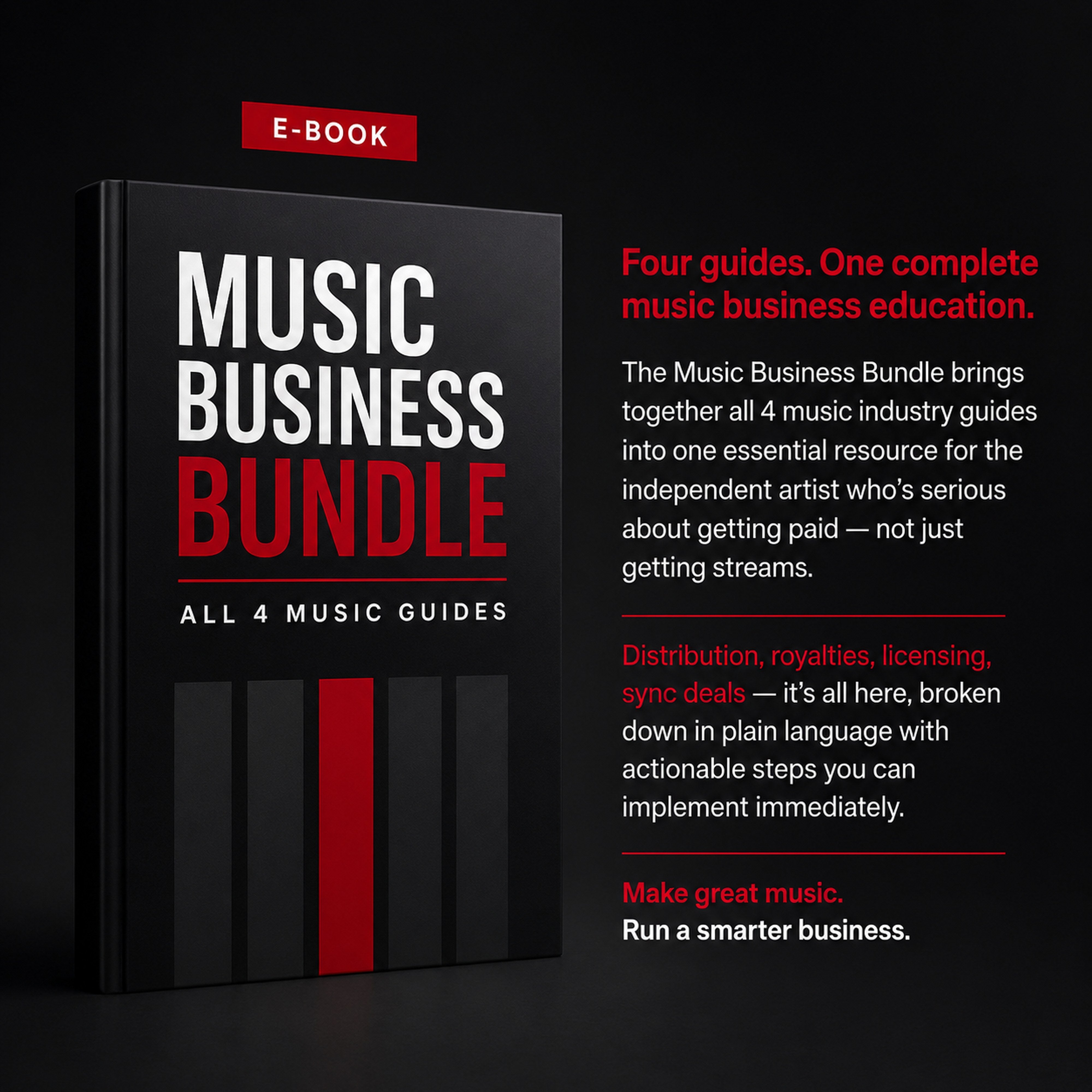Music Business Bundle . All 4 Music Guides. Creator education ebook from M3 Studios in Spring TX Houston. Music royalty, publishing, sync, distribution, monetization, brand deals, affiliate marketing, AI prompts, business strategy playbook. Buy at metamusicmedia.com. M3 Studios, a brand of Meta Music Media Inc.