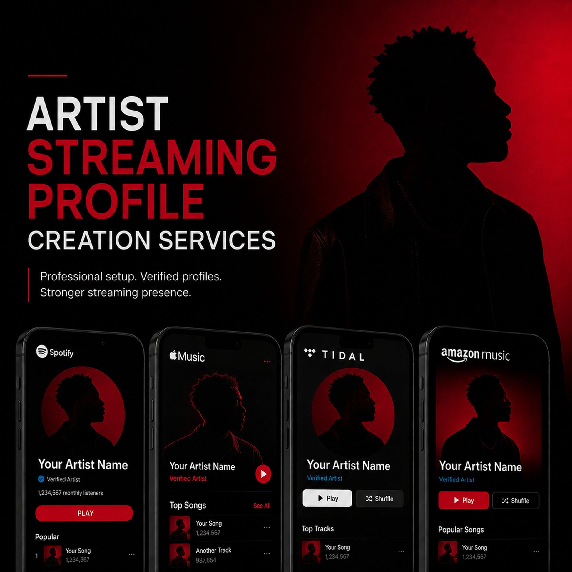 Artist Streaming Profile Creation at M3 Studios. Professional Houston recording studio offering recording, mixing, mastering, beat production, audio post-production, voice over, podcast editing. Serving Spring, The Woodlands, Klein, Tomball, Cypress, Champions. Book online at metamusicmedia.com. M3 Studios, a brand of Meta Music Media Inc.
