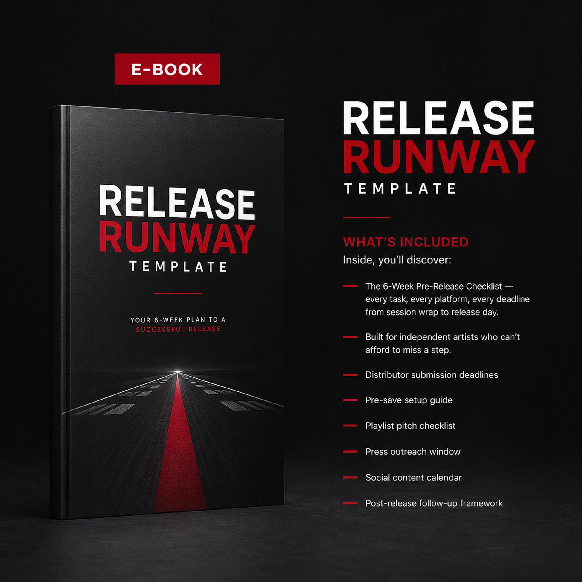 Release Runway Template from M3 Studios. Professional template for creators, artists, and music business owners. Available at metamusicmedia.com. M3 Studios, a brand of Meta Music Media Inc, Spring TX Houston.