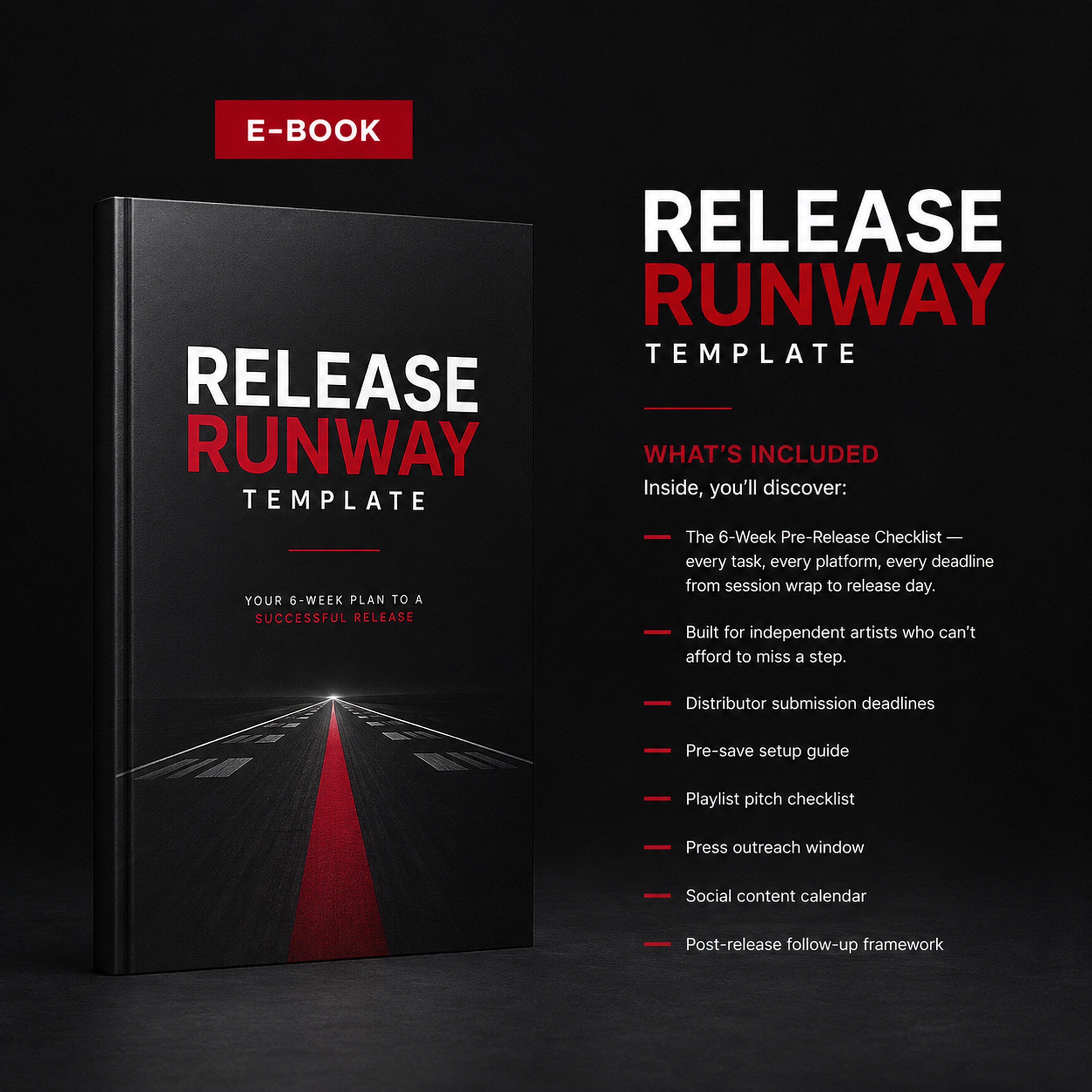Release Runway Template from M3 Studios. Professional template for creators, artists, and music business owners. Available at metamusicmedia.com. M3 Studios, a brand of Meta Music Media Inc, Spring TX Houston.