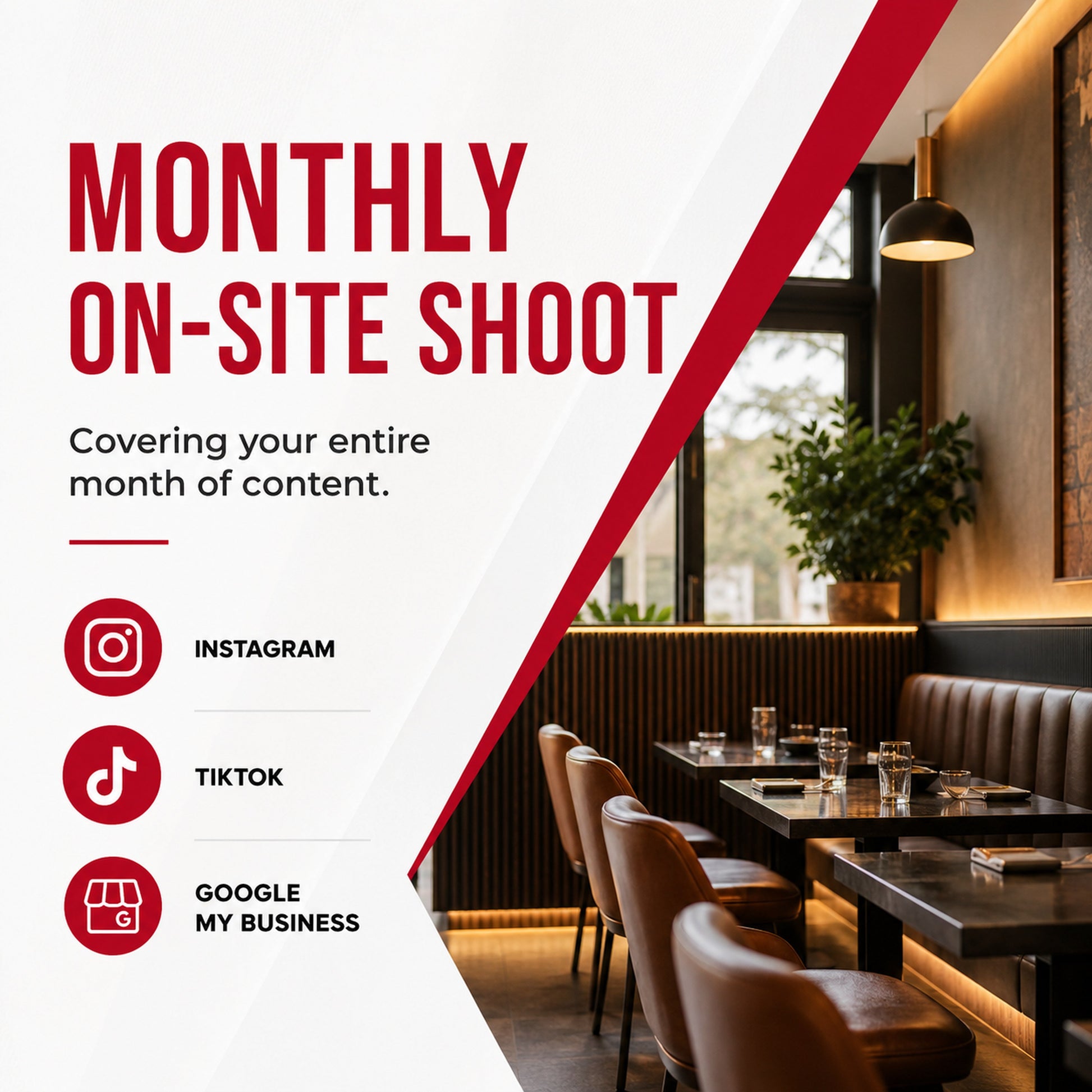Restaurant Monthly Content Package at M3 Studios. Professional Houston creative studio offering video production, photography, motion design, 3D rendering, brand identity, and content creator services. Serving Spring, The Woodlands, Klein, Tomball, Cypress, Champions, Jersey Village, Old Town Spring, Greenspoint, Greater Inwood, and Houston metro. Book online at metamusicmedia.com. M3 Studios, a brand of Meta Music Media Inc.
