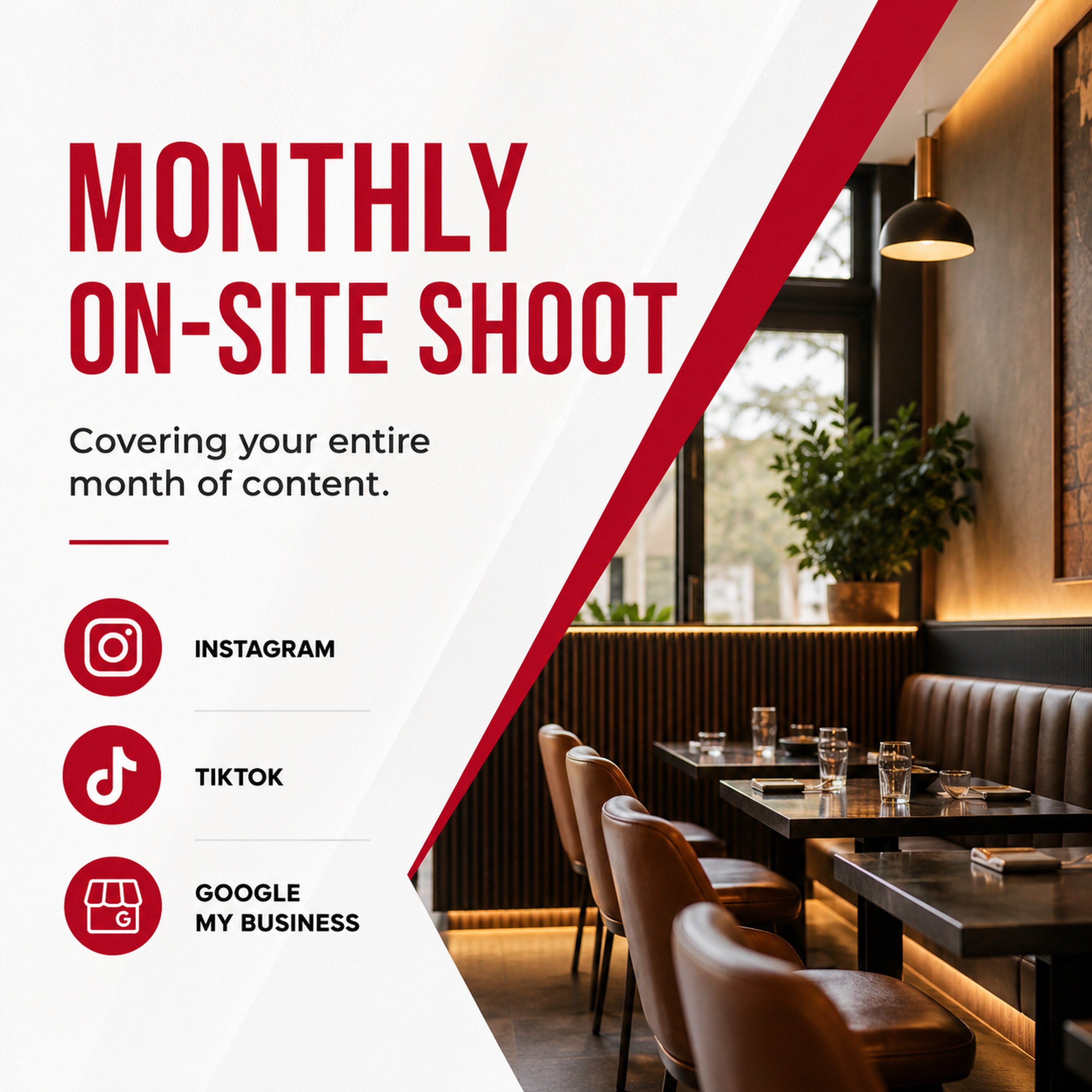 Restaurant Monthly Content Package at M3 Studios. Professional Houston creative studio offering video production, photography, motion design, 3D rendering, brand identity, and content creator services. Serving Spring, The Woodlands, Klein, Tomball, Cypress, Champions, Jersey Village, Old Town Spring, Greenspoint, Greater Inwood, and Houston metro. Book online at metamusicmedia.com. M3 Studios, a brand of Meta Music Media Inc.