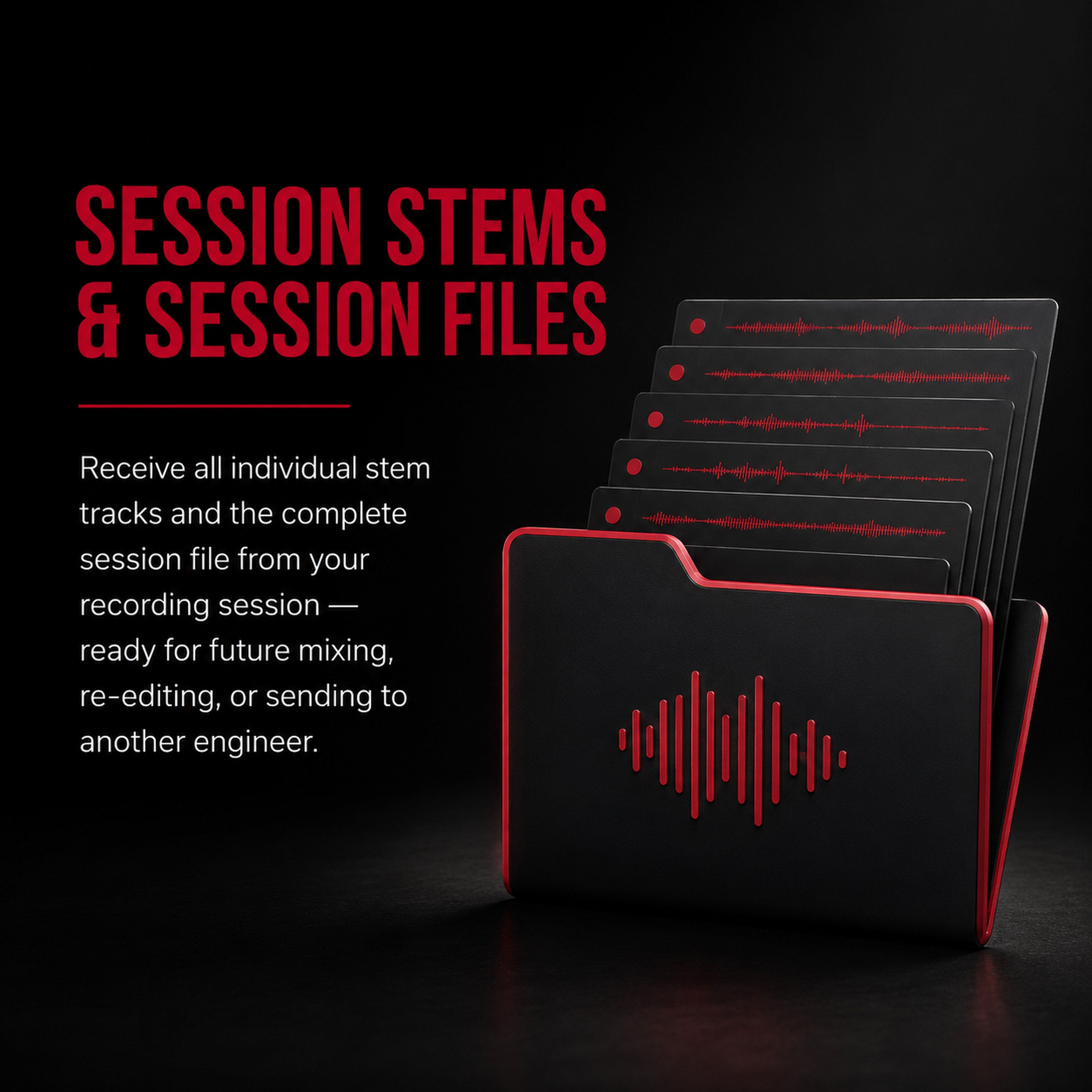 Session Stems and Session File Delivery | M3 Studios at M3 Studios. Professional Houston recording studio offering recording, mixing, mastering, beat production, audio post-production, voice over, podcast editing. Serving Spring, The Woodlands, Klein, Tomball, Cypress, Champions. Book online at metamusicmedia.com. M3 Studios, a brand of Meta Music Media Inc.