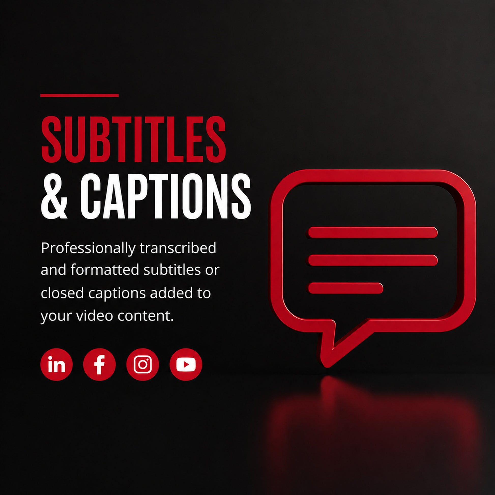 Subtitles and Captions | M3 Studios at M3 Studios. Professional Houston recording studio offering recording, mixing, mastering, beat production, audio post-production, voice over, podcast editing. Serving Spring, The Woodlands, Klein, Tomball, Cypress, Champions. Book online at metamusicmedia.com. M3 Studios, a brand of Meta Music Media Inc.