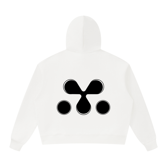 M3 Studios White Hoodie Vol.III back view, 2026 collection pullover, Houston streetwear brand