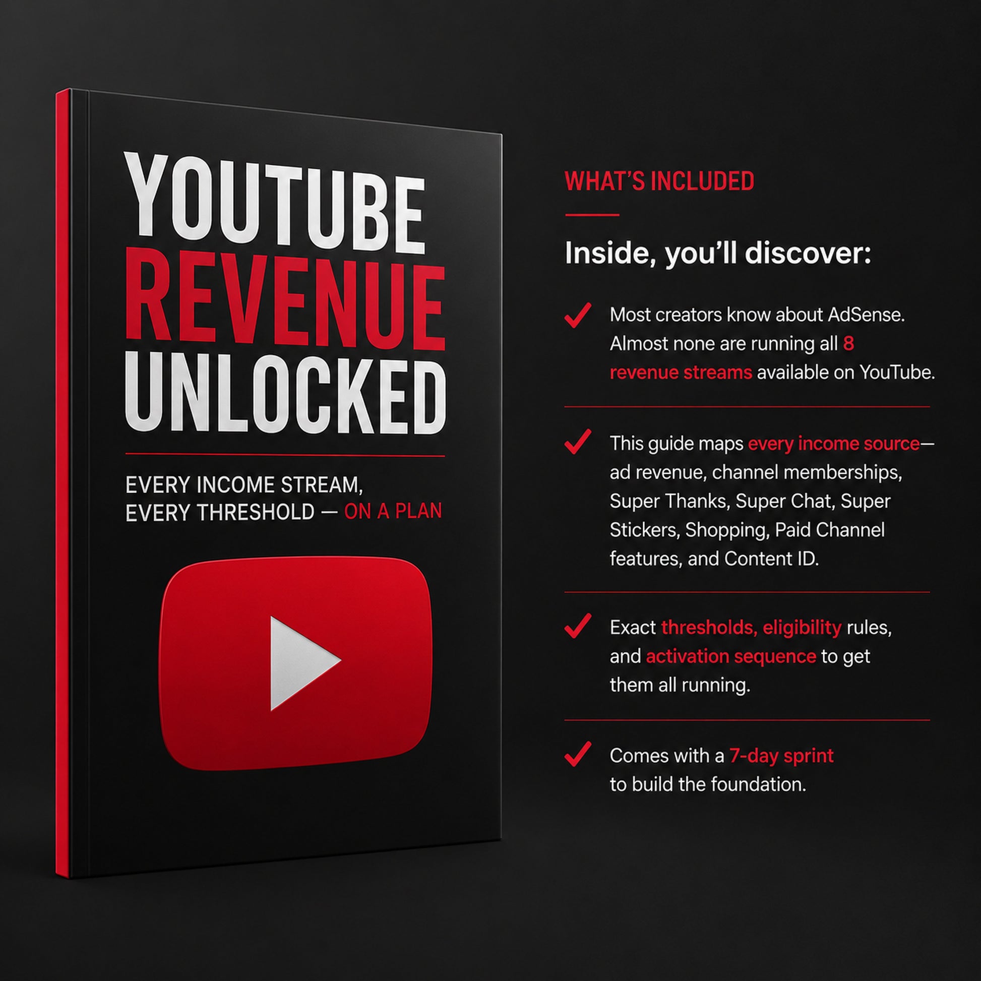 YouTube Revenue Unlocked: Every Income Stream. Every Threshold. On a Plan.. Creator education ebook from M3 Studios in Spring TX Houston. Music royalty, publishing, sync, distribution, monetization, brand deals, affiliate marketing, AI prompts, business strategy playbook. Buy at metamusicmedia.com. M3 Studios, a brand of Meta Music Media Inc.